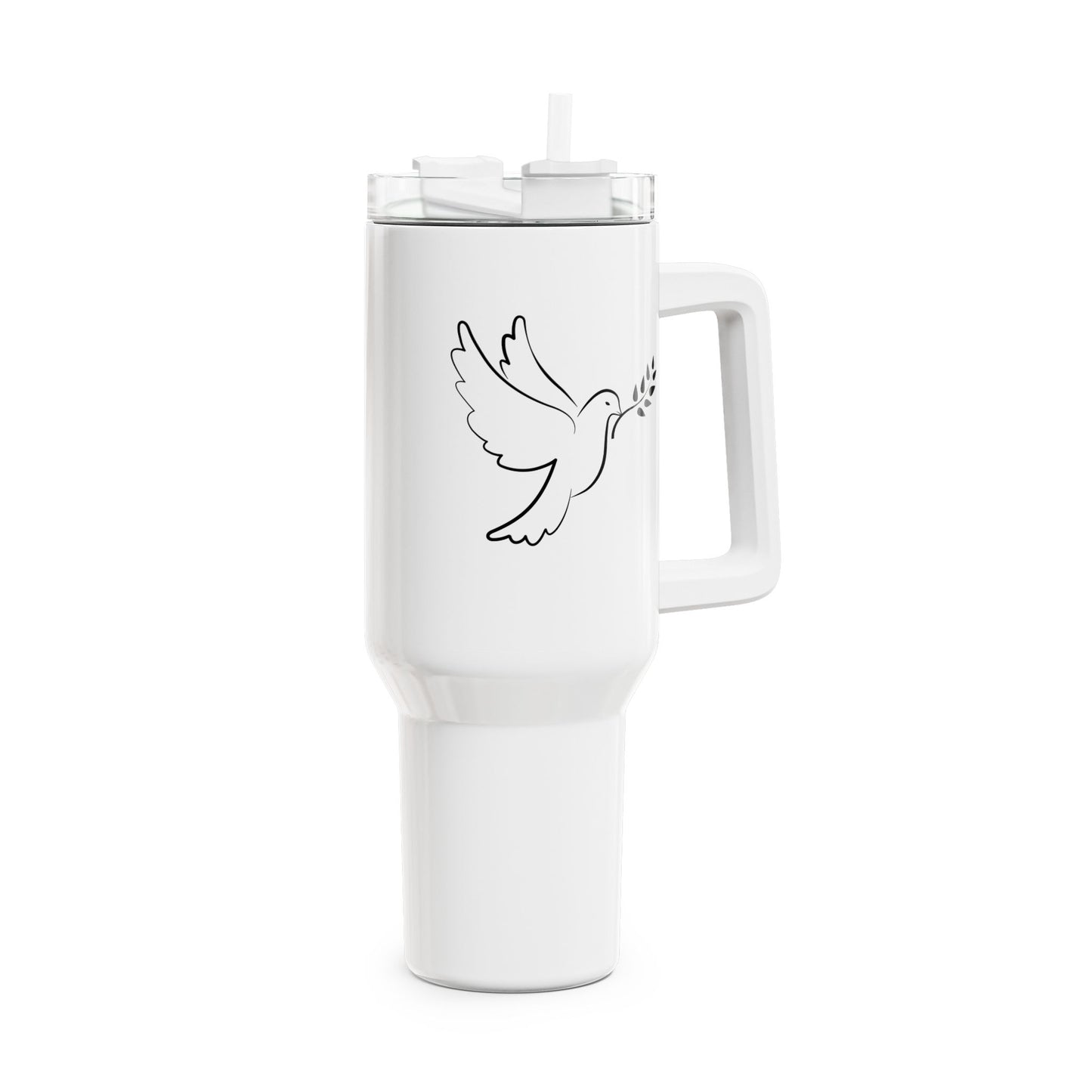FRIEDESTAUBE PEACE FRIEDESNBOTSCHAFT • Tumbler mit Henkel & Strohhalm • XXL Reisebecher 1,2L - YOGA SANTA