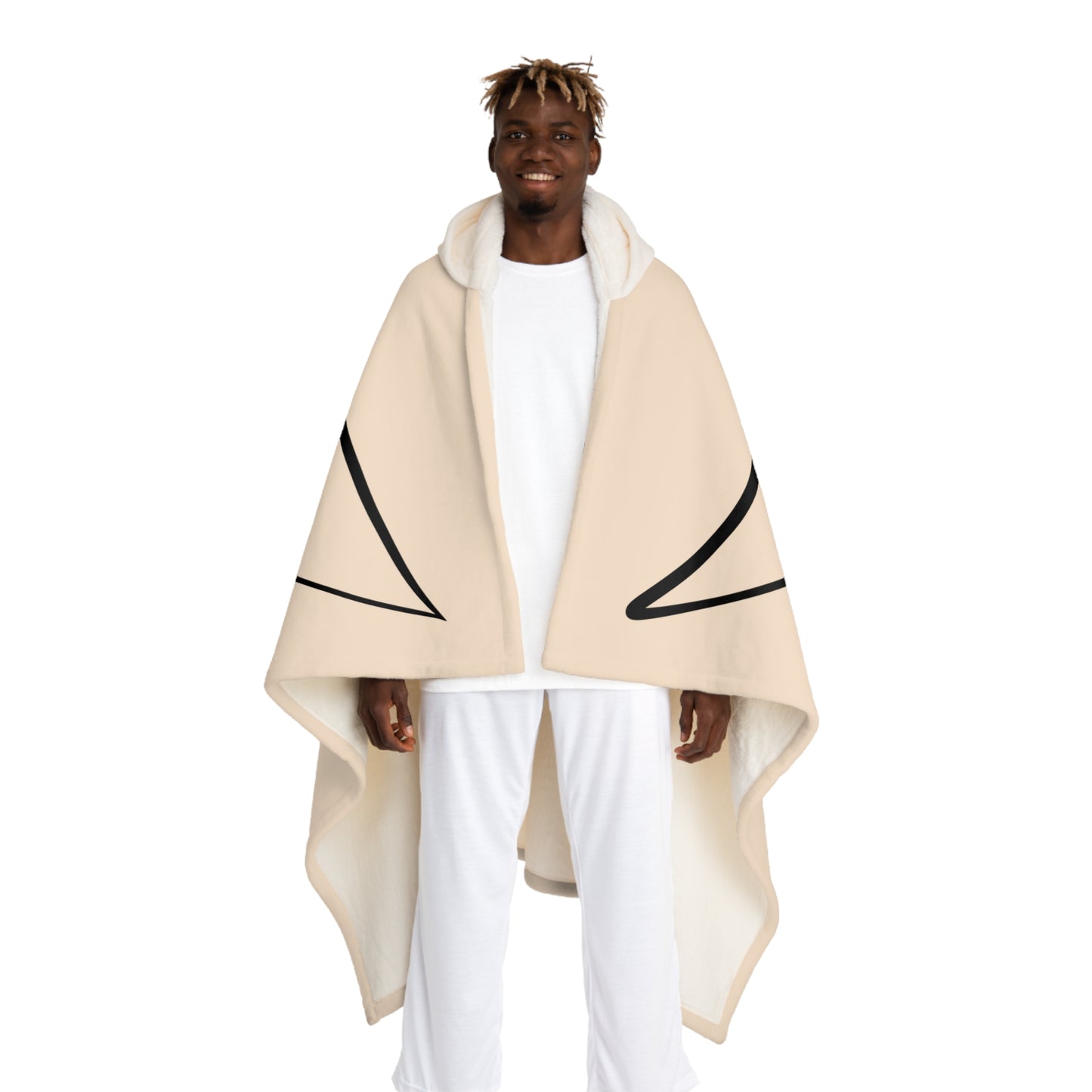 SCHUTZENGEL FLÜGEL ENGEL • Kapuzen Kuscheldecke Beige Creme • Wohndecke Sherpa 130cm x 180cm