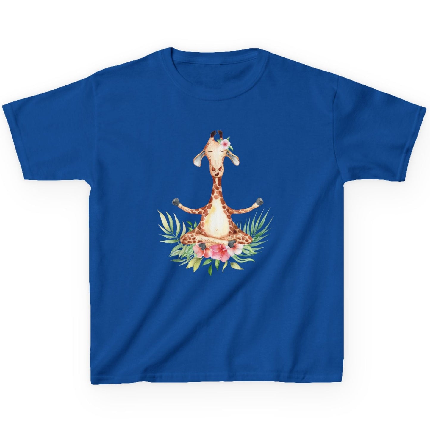 GIRAFFE MEDITATION YOGATIER Comic Blumen • Oversize Kinder T-Shirt Mädchen Jungen • BIO Baumwolle 🌿