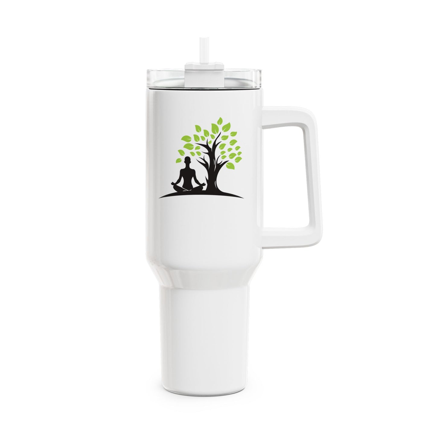 YOGI MEDITIERT UNTER BAUM  • Tumbler mit Henkel & Strohhalm • XXL Reisebecher 1,2L - YOGA SANTA