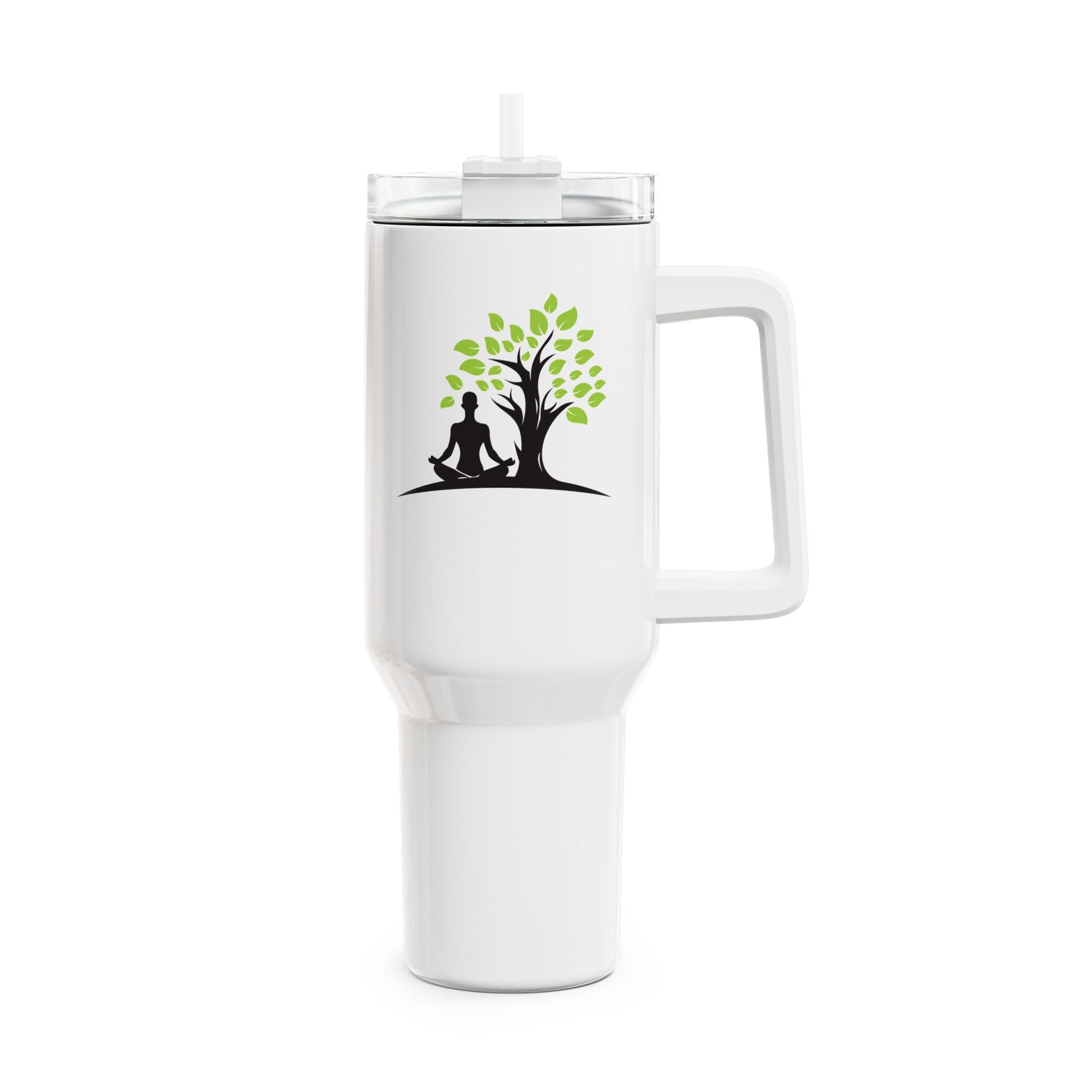 YOGI MEDITIERT UNTER BAUM  • Tumbler mit Henkel & Strohhalm • XXL Reisebecher 1,2L - YOGA SANTA