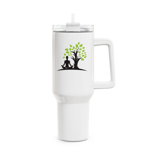 YOGI MEDITIERT UNTER BAUM  • Tumbler mit Henkel & Strohhalm • XXL Reisebecher 1,2L - YOGA SANTA