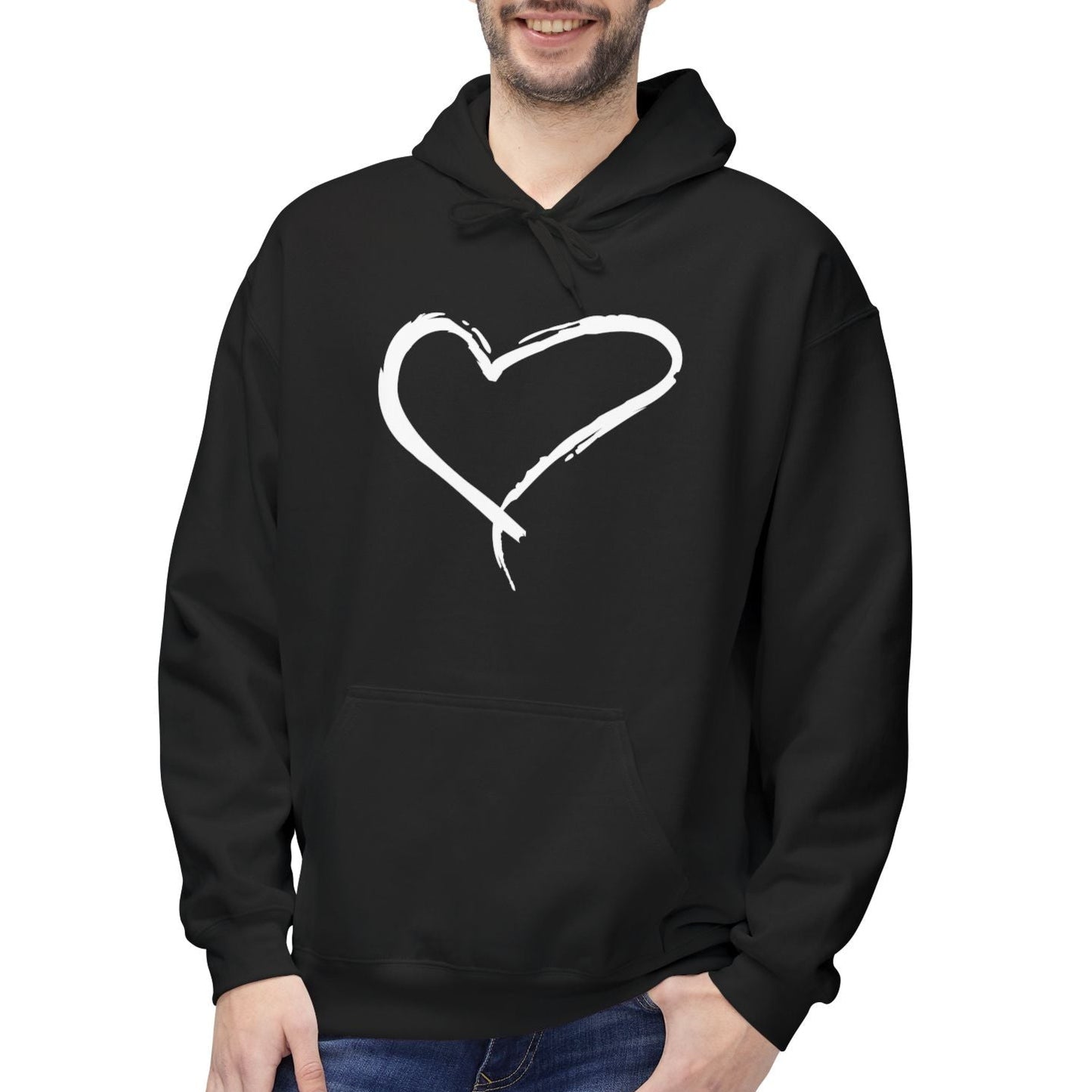 HERZ HERZCHEN BILD LIEBESBEWEIS LIEBESBOTSCHAFT ZEICHNUNG • Kuschelweicher Hoodie für Damen & Herren • Baumwolle 🌿