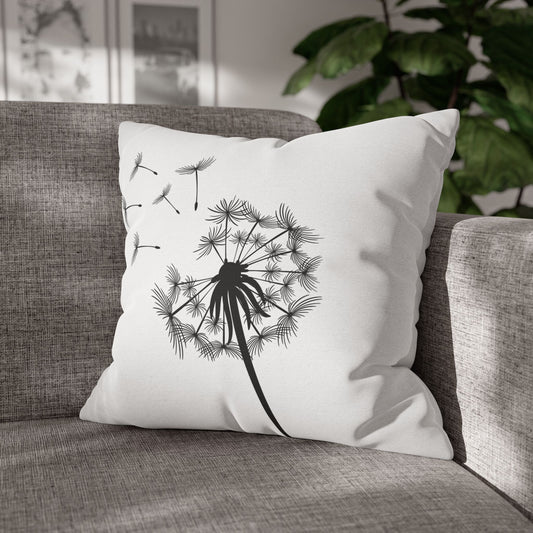 PUSTEBLUME BLUMENMOTIV • Deko Kissenbezug mit Reißverschluss Quadratisch Weiß