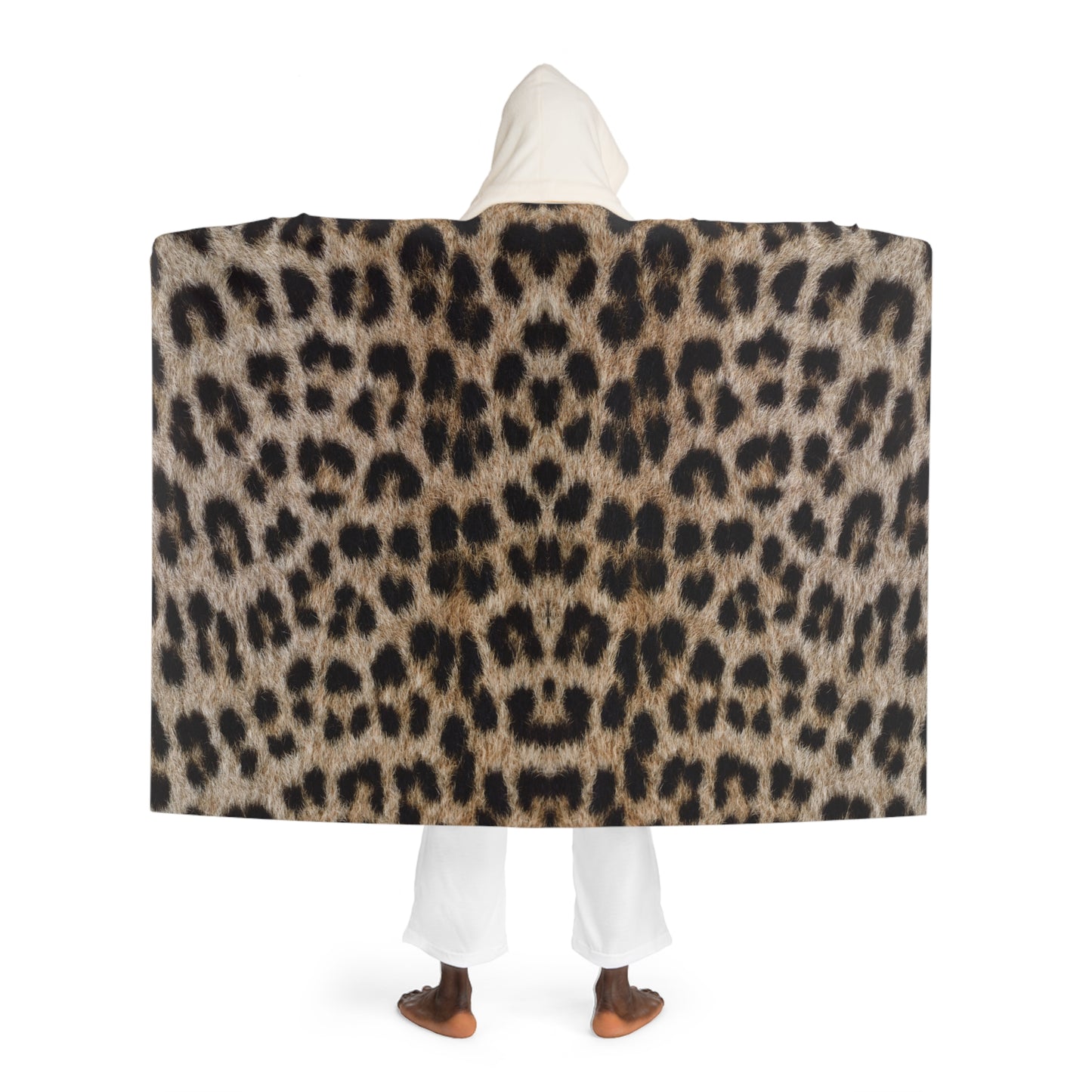 LEOPARDEN FELL ANIMAL PRINT LEO TIGER • Kapuzen Kuscheldecke • Wohndecke Sherpa 130cm x 180cm