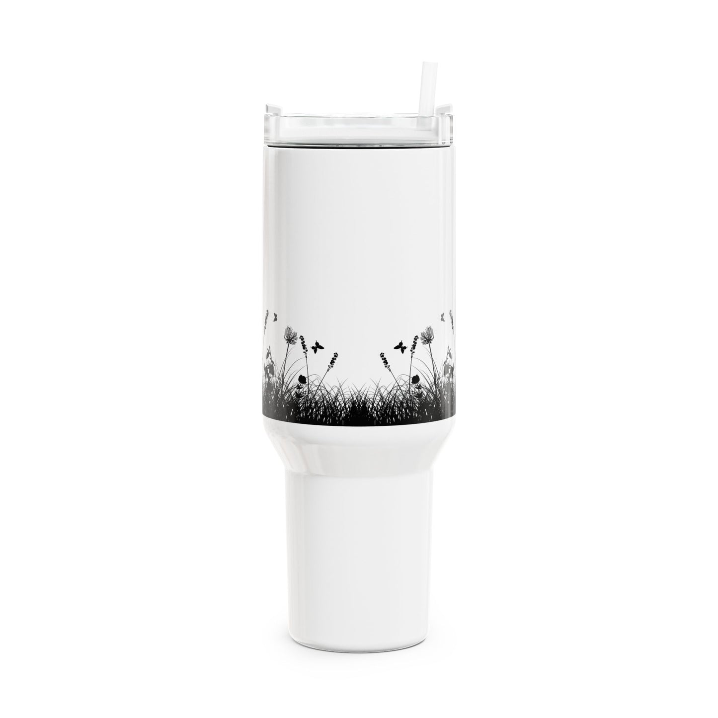 SCHMETTERLINGE BLUMENWIESE • Tumbler mit Henkel & Strohhalm • XXL Reisebecher 1,2L