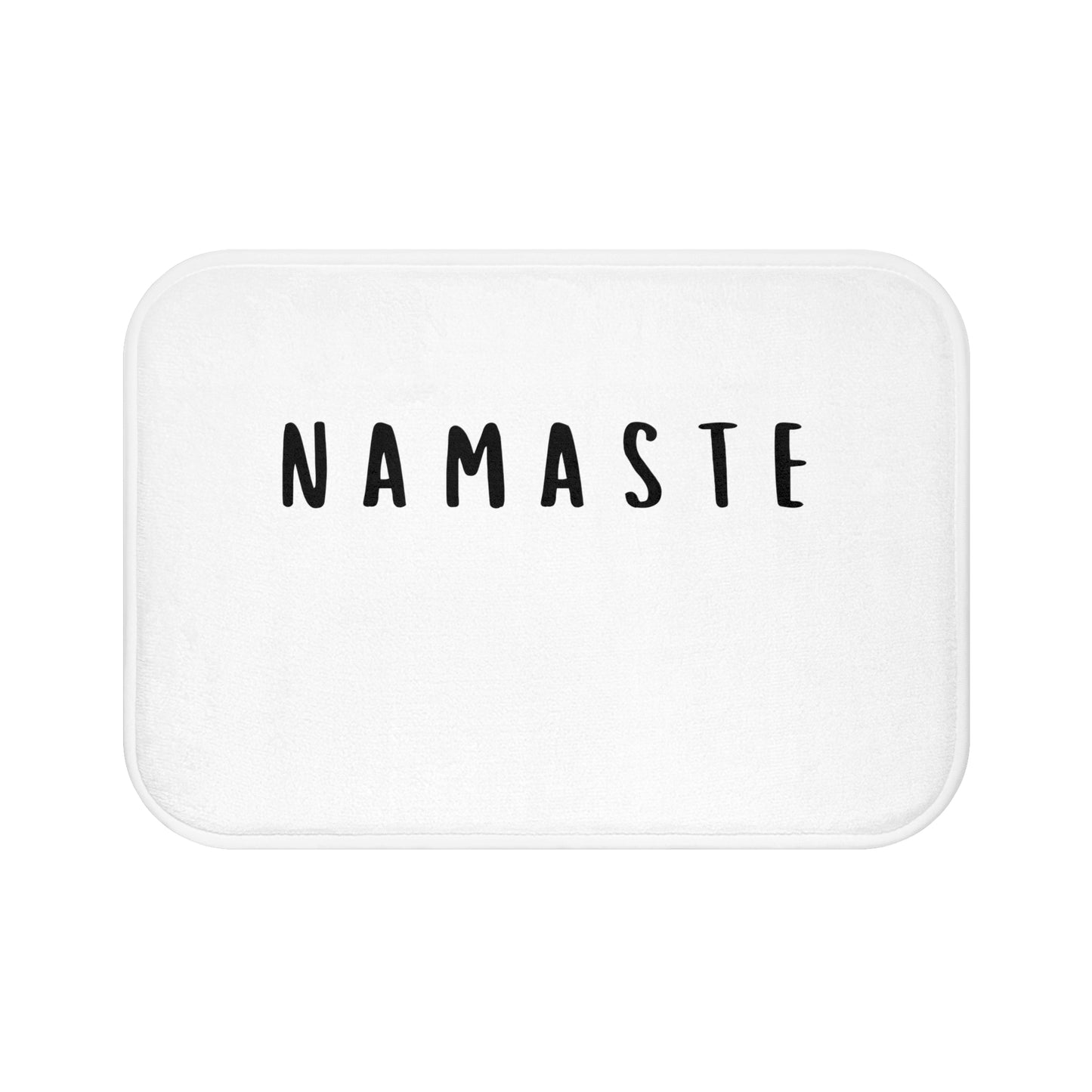 NAMASTE YOGA SPRUCH BEGRÜßUNG • Badvorleger Weiss / Fussmatte / Badteppich EXTRA Weich • 43 x 61 cm & 53 x 86 cm