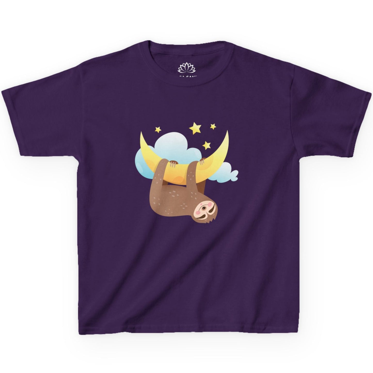 FAULTIER SLOT HÄNGT IM MOND STERNE NIELDICH SÜßES COMIC TIER • Pijama Schlafoberteil Oversize Kinder T-Shirt Mädchen Jungen • BIO Baumwolle 🌿