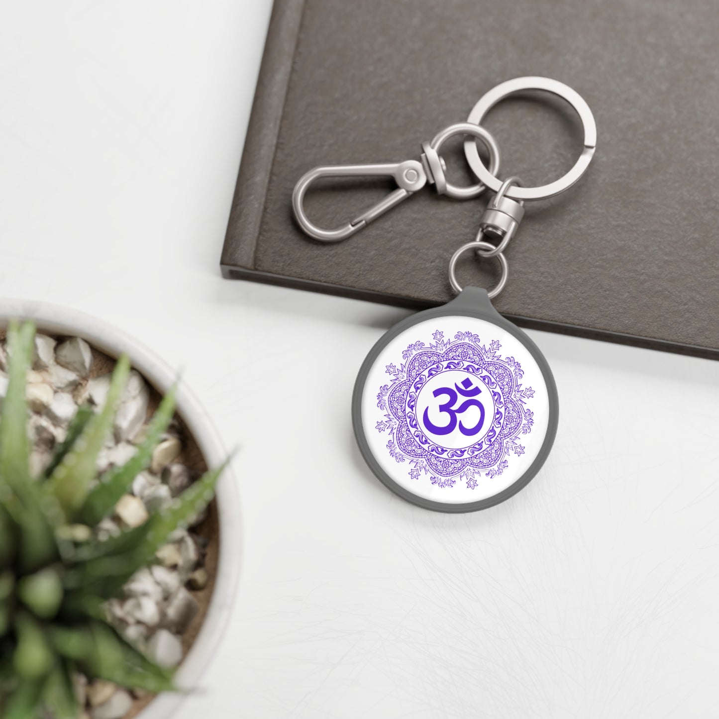 OM SYMBOL MANDALA SPIRITUELL • Edler Luxus Schlüsselanhänger mit Karabiner für Frauen & Männer