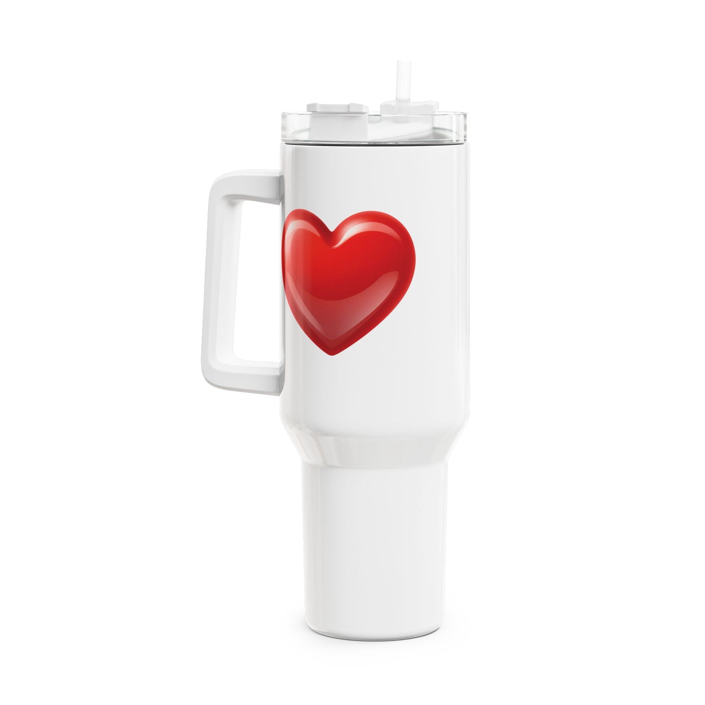 HERZ ROT HERZCHEN KNALLROT • Tumbler mit Henkel & Strohhalm • XXL Reisebecher 1,2L