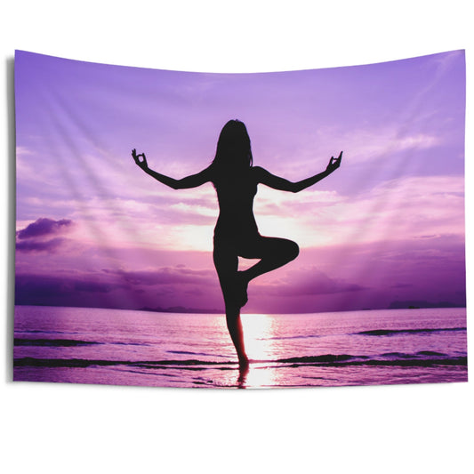 YOGA POSE BAUM LILA VIOLET FLIEDER • Wandtuch • Wandttepich • Wanddekor in v. Größen bis XXL