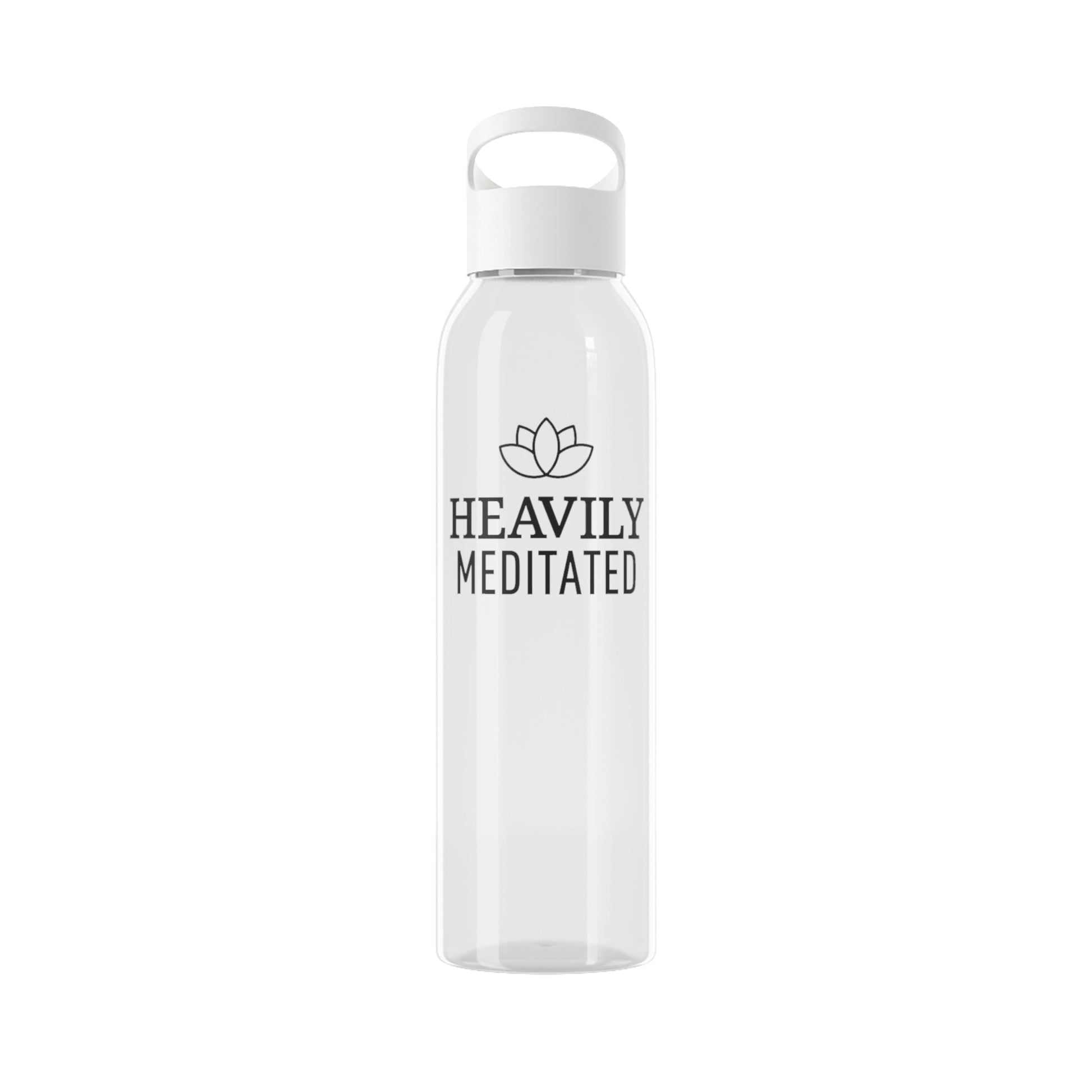 HEAVILY MEDITATED • YOGA MEDITATION SPRUCH LOTUSBLÜTE BLUME • Wasserflasche Sky 650 ml - YOGA SANTA
