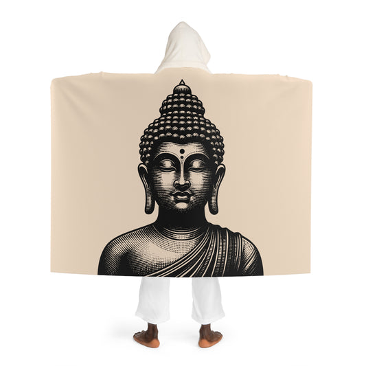 BUDDHA STATUE SCHÖN • Kapuzen Kuscheldecke Beige Creme • Wohndecke Sherpa 130cm x 180cm