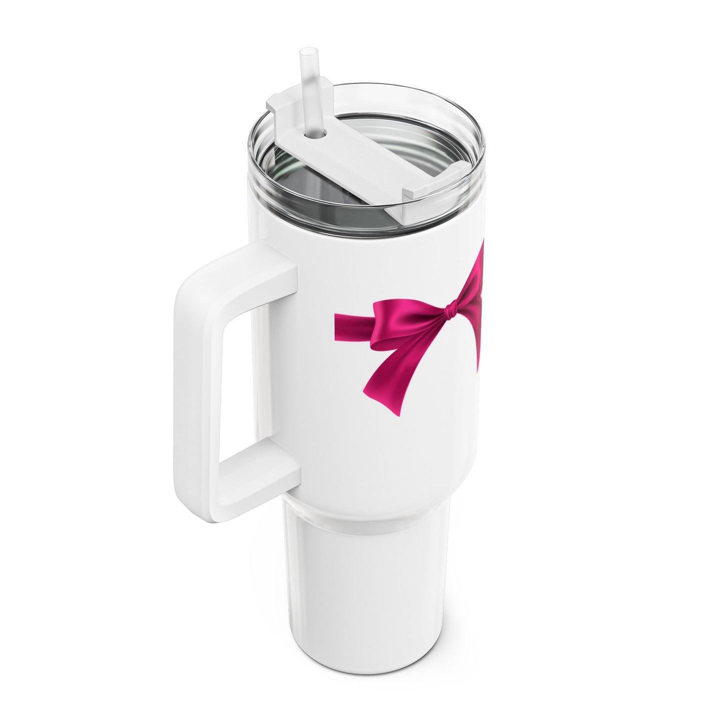 SCHLEIFE GESCHENKSCHLEIFE PINK - Lustig Witzige Geschenkidee Humor • Tumbler mit Henkel & Strohhalm • XXL Reisebecher 1,2L