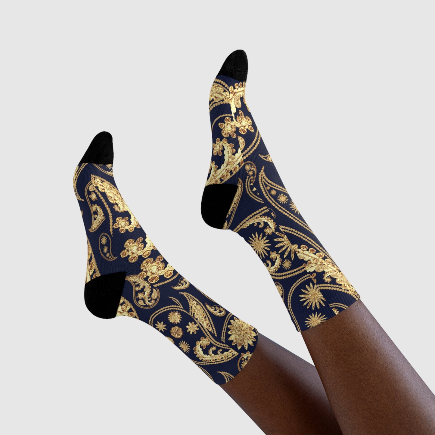 PAISLEY MUSTER LUXURIÖS ELEGANT GOLDOPTIK • HAPPY SOCKS Crew Socken Goldoptik mit Motiv
