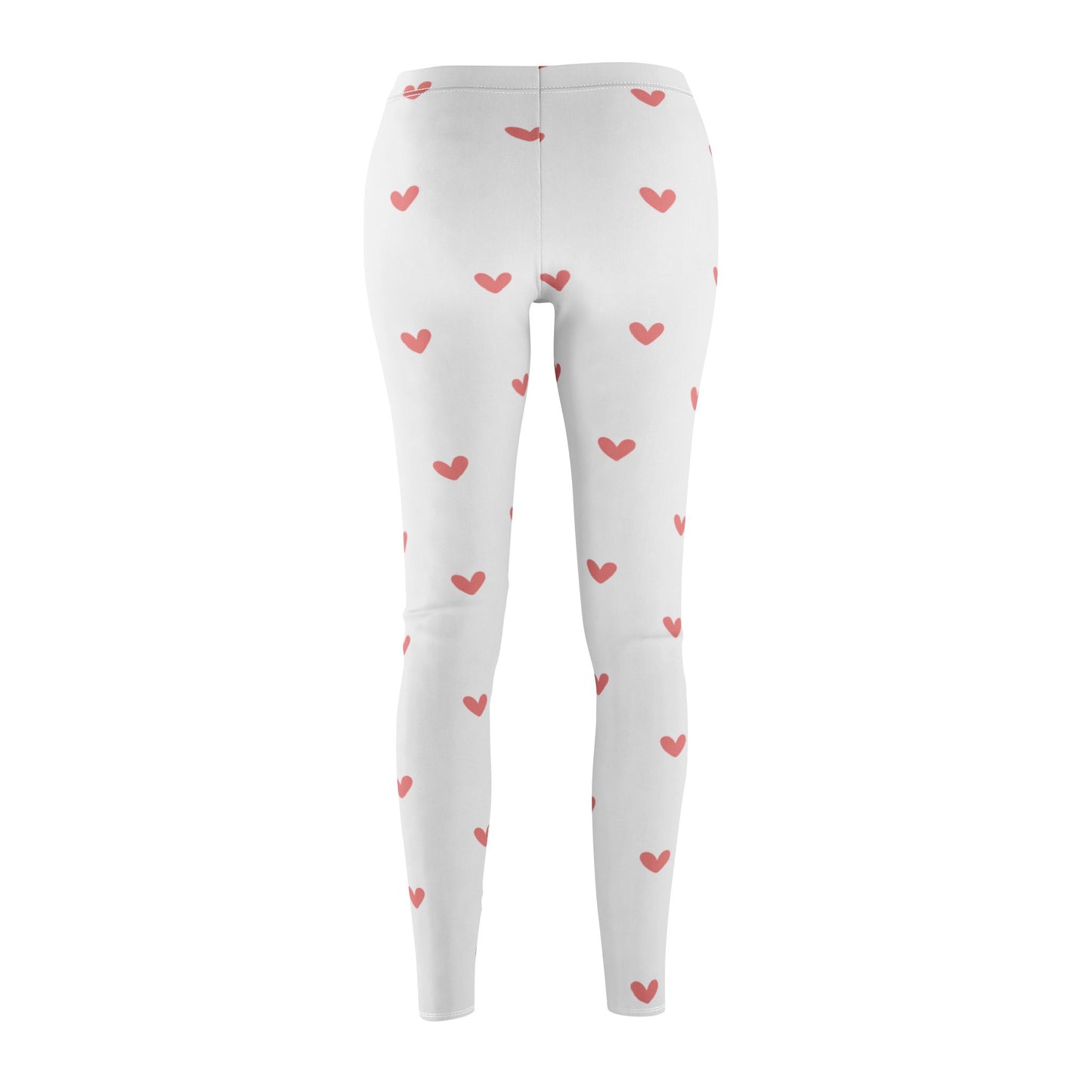 HERZCHEN HERZ PRINT Leggings Damen Weiß • Niedliche Süße Herzchen Muster Leggins Hose • Beste Leggings für Sport & Alltag