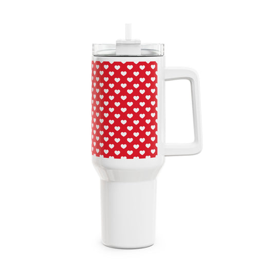HERZ MUSTER HERZCHEN LOVE LIEBESBEWEIS • Tumbler mit Henkel & Strohhalm • XXL Reisebecher 1,2L