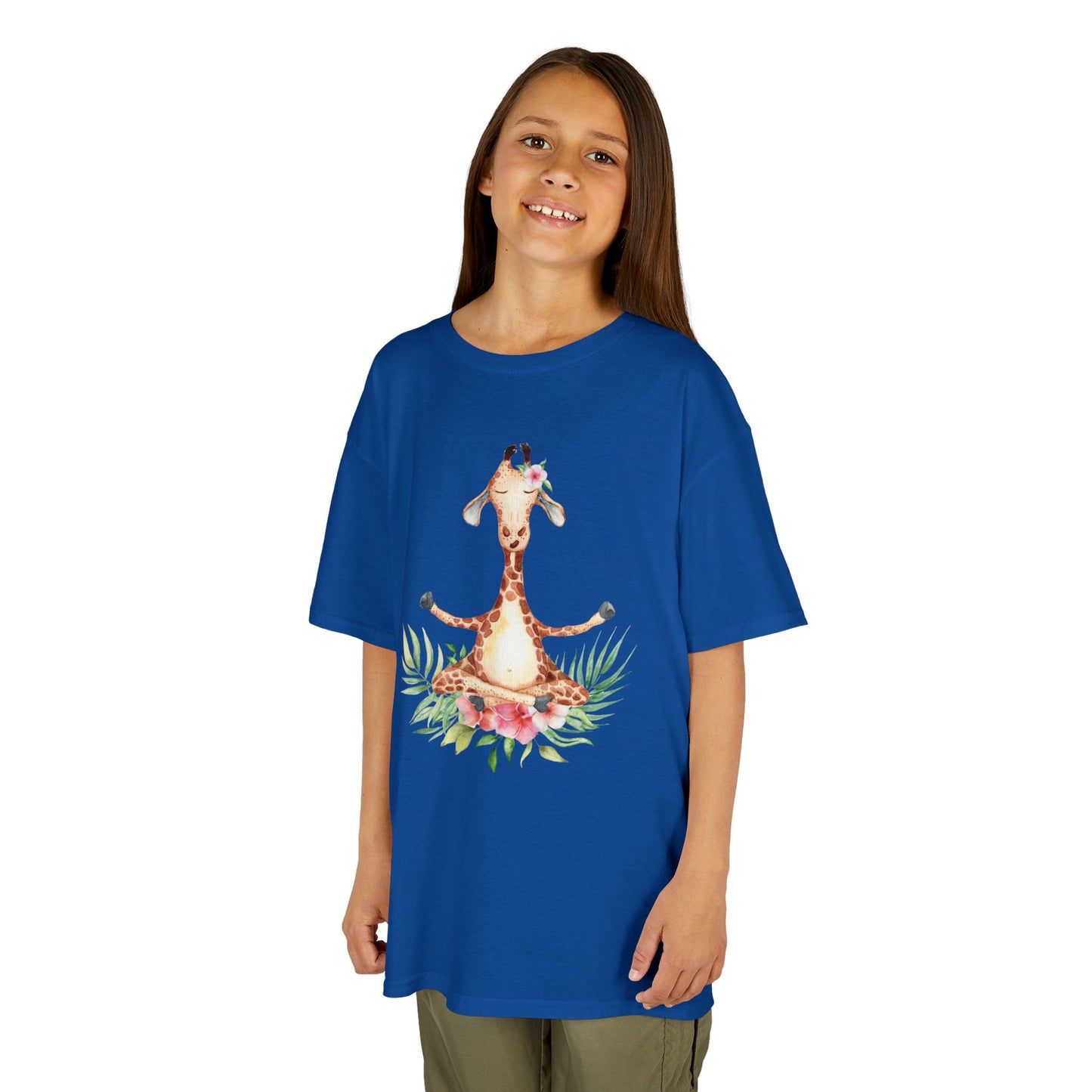 GIRAFFE MEDITATION YOGATIER Comic Blumen • Oversize Kinder T-Shirt Mädchen Jungen • BIO Baumwolle 🌿