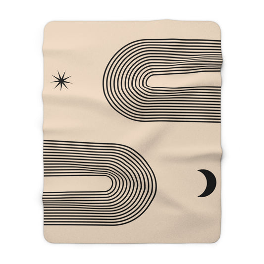 MOND STERN MODERN SPIRITUELL • Meditationsdecke Beige & CremeWeiß • Sherpa Wohndecke 130x150cm & 150x200cm