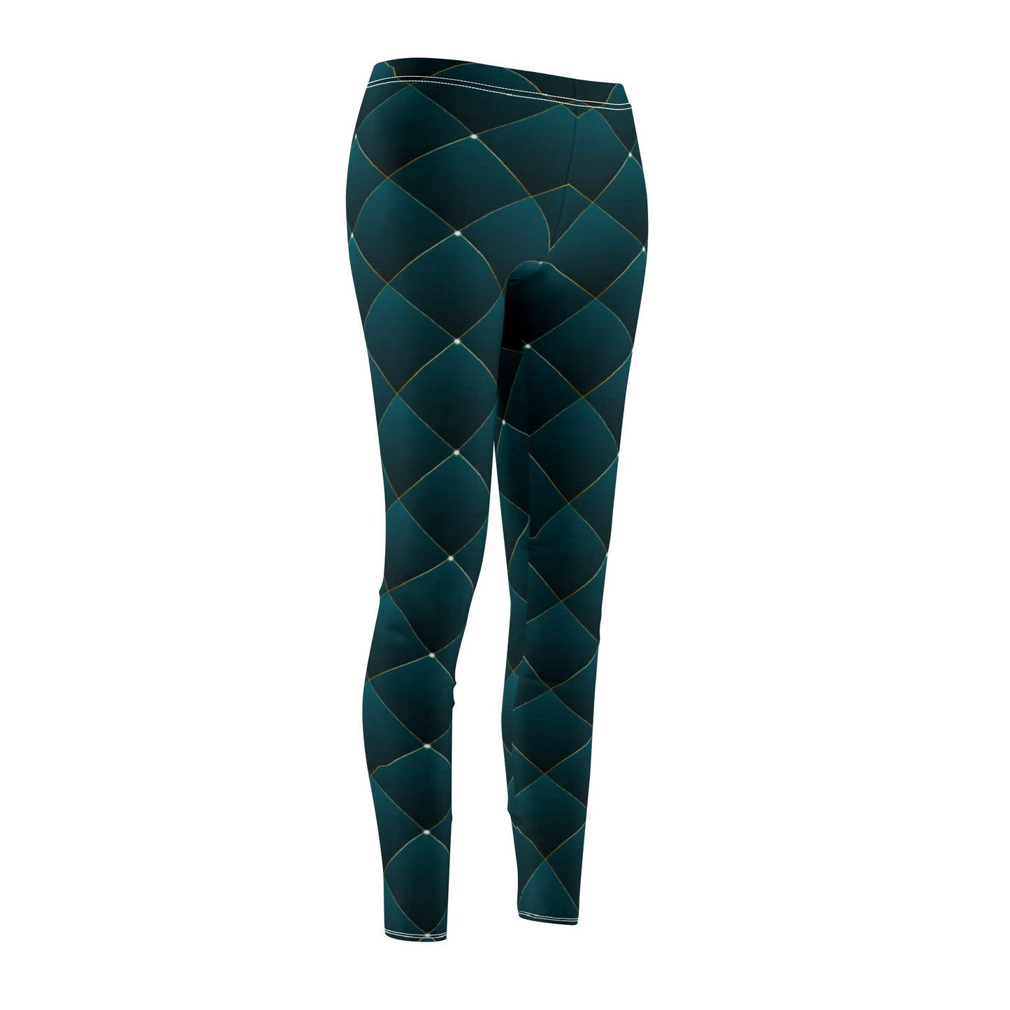 KARO-MUSTER GRÜN ELEGANT SCHICK NOBEL • Damen Leggins Dunkelgrün • Beste Leggings für Sport & Freizeit