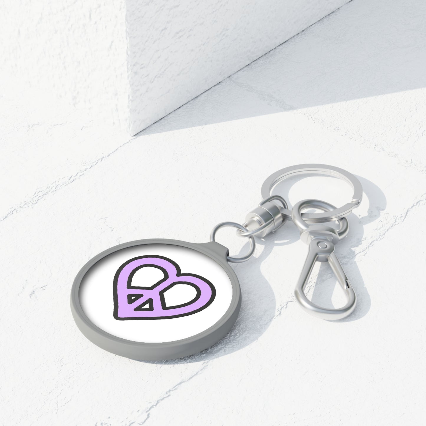 PEACE ZEICHEN HERZ Pastell Rosa Lila • Edler Luxus Schlüsselanhänger mit Karabiner für Frauen & Männer