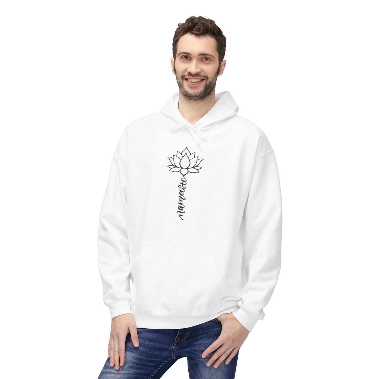 NAMASTE SCHRIFT LOTUSBLÜTEN LOTUSBLUME • BUDDHISTISCHER, HINDUISTISCHER, SANSKRIT YOGA Hoodie für Damen & Herren Fleece Kuschelweich • Baumwolle 🌿