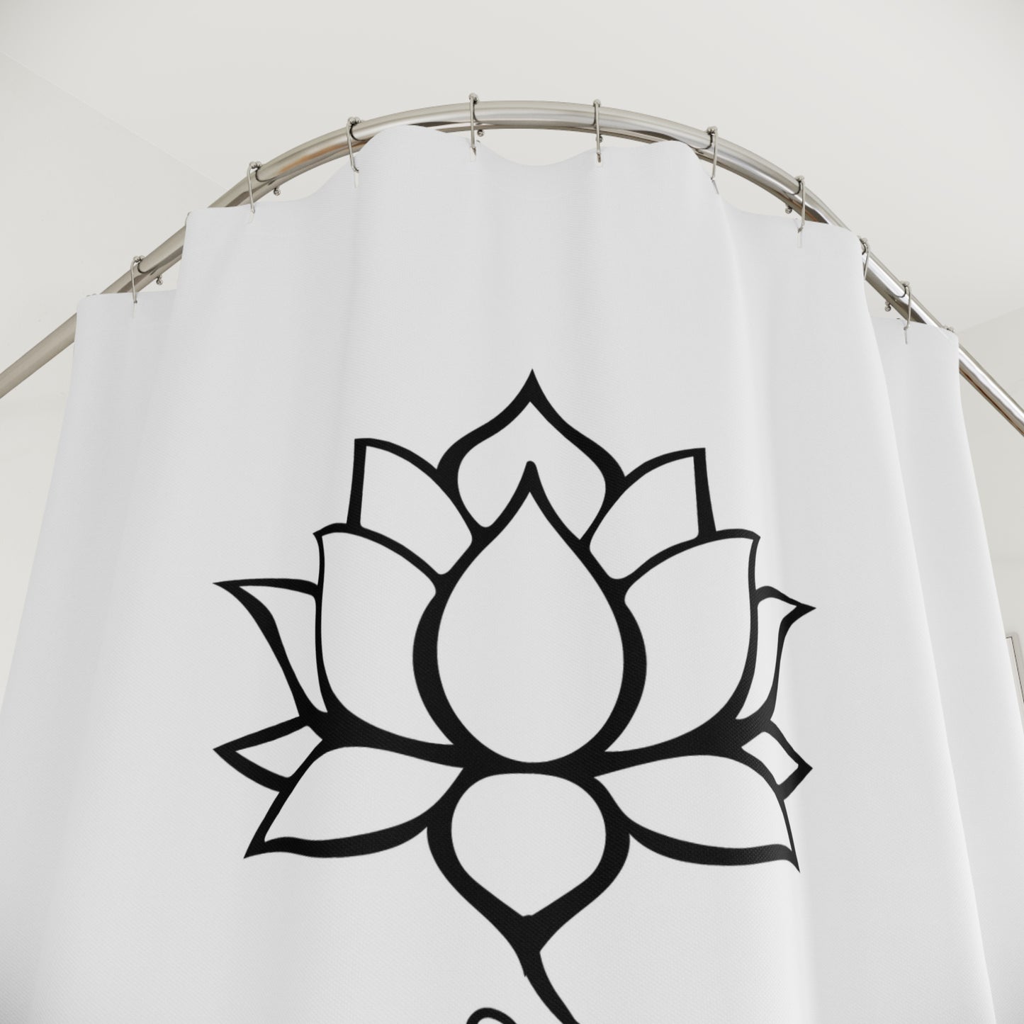 NAMASTE LOTUSBLÜTE BLUMENMOTIV • Duschvorhang 180x200 cm Weiss