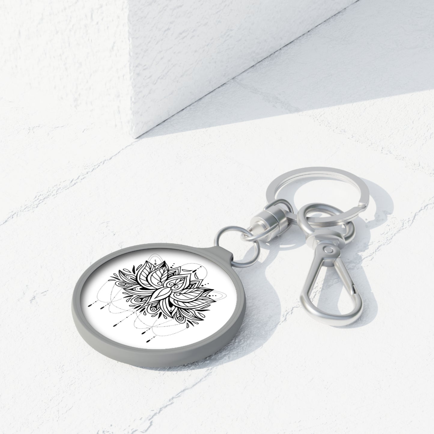 LOTUS BLUME MANDALA • Edler Luxus Schlüsselanhänger mit Karabiner für Frauen & Männer