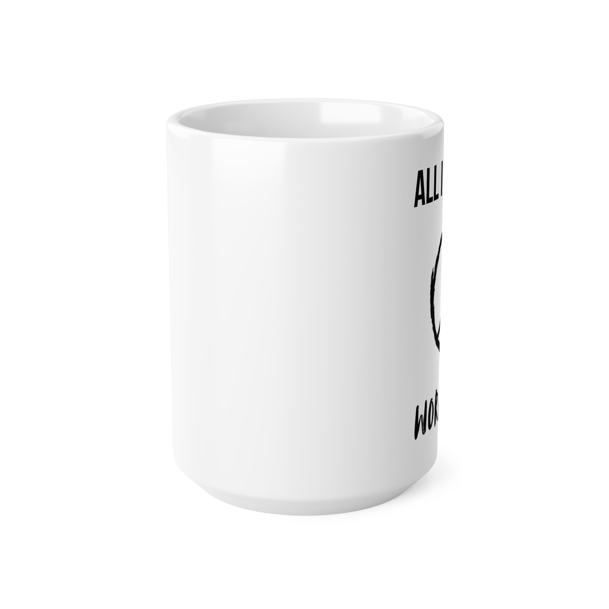 ALL I WANT IS WORLDPEACE • PEACE Zeichen Symbol Friedensbotschaft Friedensnachricht • 440ml XXL Kaffeebecher - YOGA SANTA