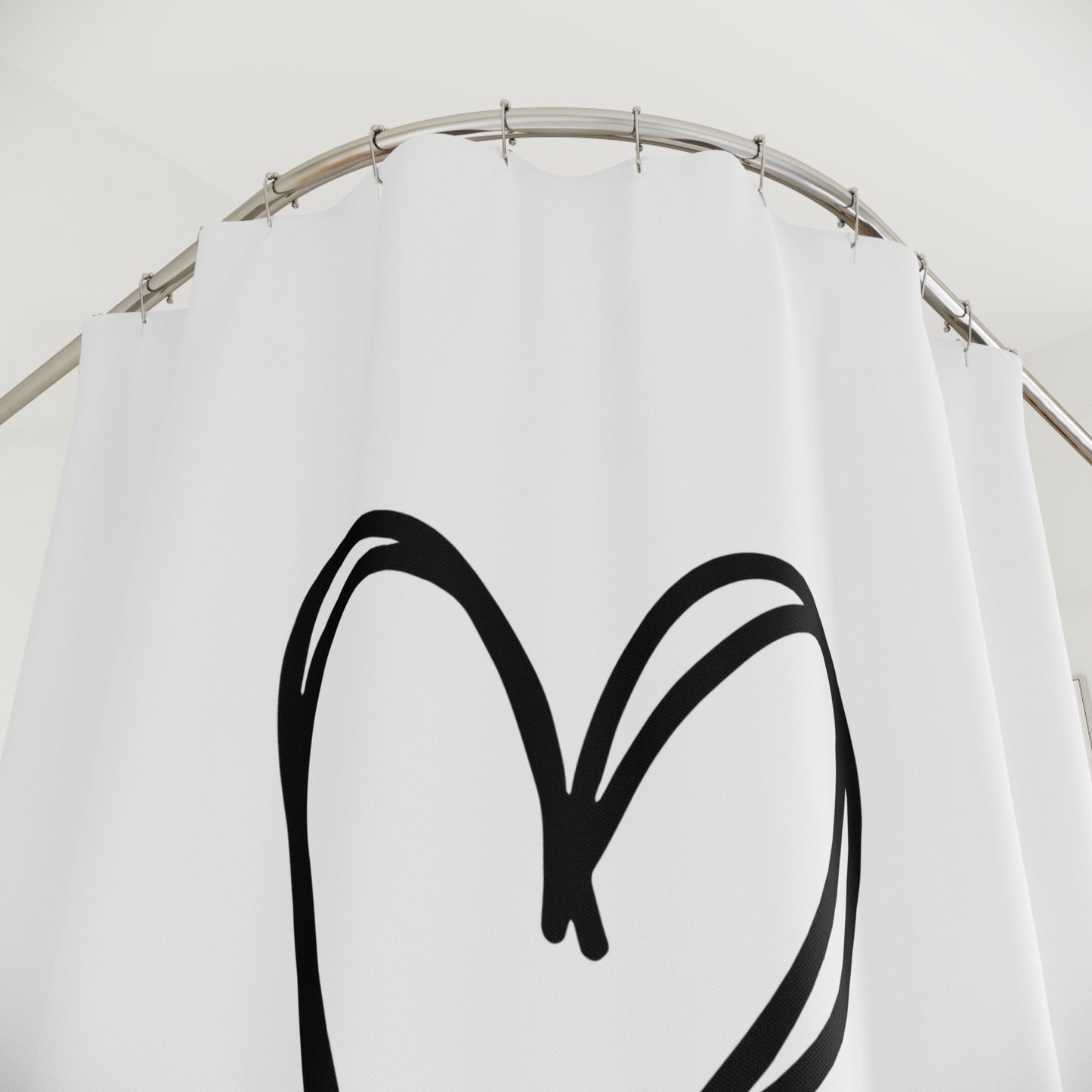 HERZ ZEICHNUNG • Liebesbeweis Geschenk, LOVE Liebesbotschaft • Duschvorhang 180x200 cm Weiss