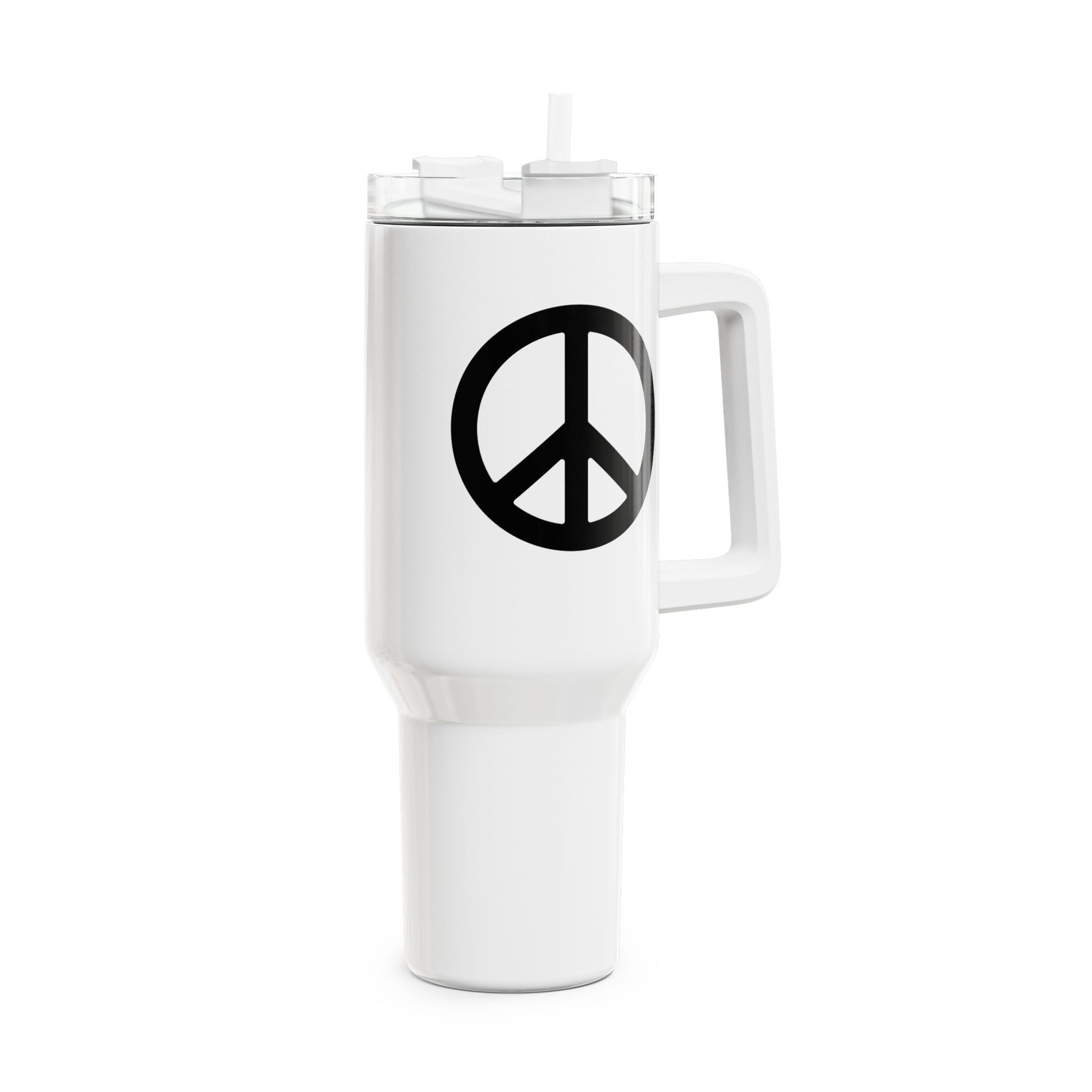 PEACE ZEICHEN SYMBOL FÜR FRIEDEN • Tumbler mit Henkel & Strohhalm • XXL Reisebecher 1,2L - YOGA SANTA