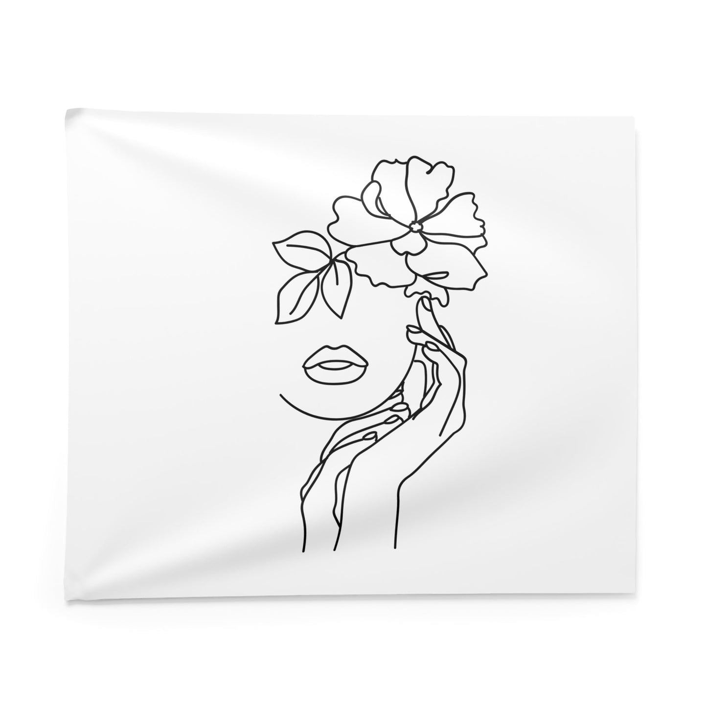 SCHÖNE FRAU mit BLUMEN - Ästhetisch • Wandtuch • Wandttepich Schwarz Weiß • Wanddekor in v. Größen bis XXL