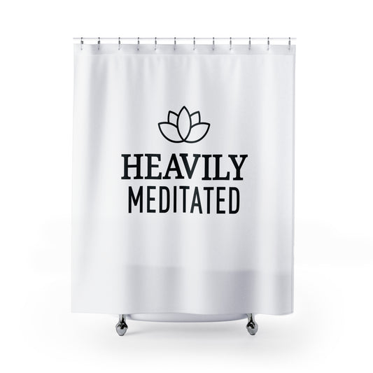 HEAVILY MEDITATED • LOTUSBLÜTE • Hochwertiger, Schöner Duschvorhang 180x200 cm Weiss - YOGA SANTA