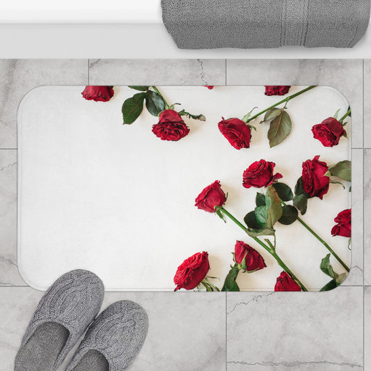 ROTE ROSEN FOTODRUCK QUALITÄT • Liebesbeweis Geschenk, LOVE Liebesbotschaft ❤️ • Badvorleger / Fussmatte / Badteppich EXTRA Weich • 43 x 61 cm & 53 x 86 cm