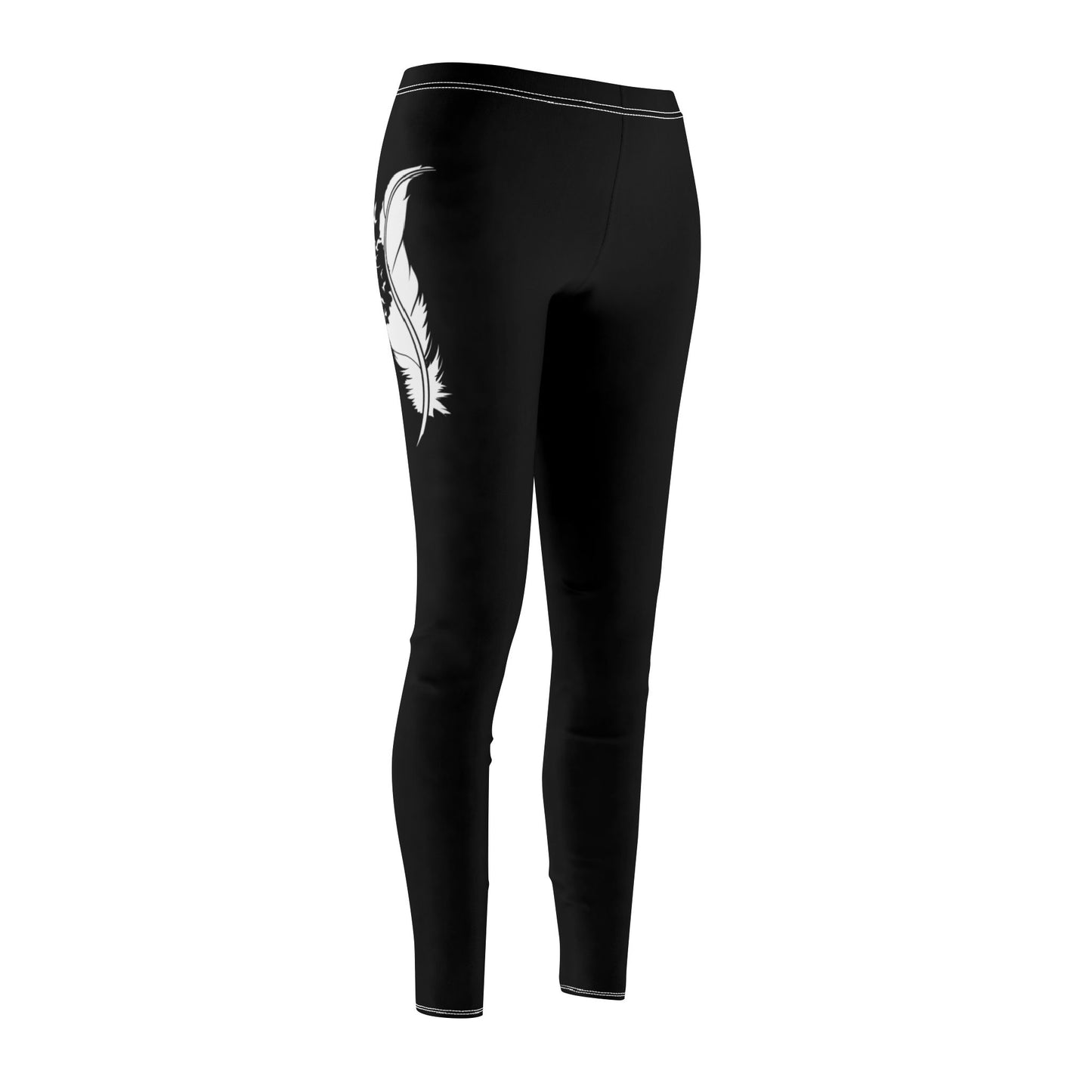 VOGELFEDER & VÖGEL ZEICHNUG Damen Leggins Schwarz • BOHO STYLE - Hippie Beste Leggings für Sport & Freizeit