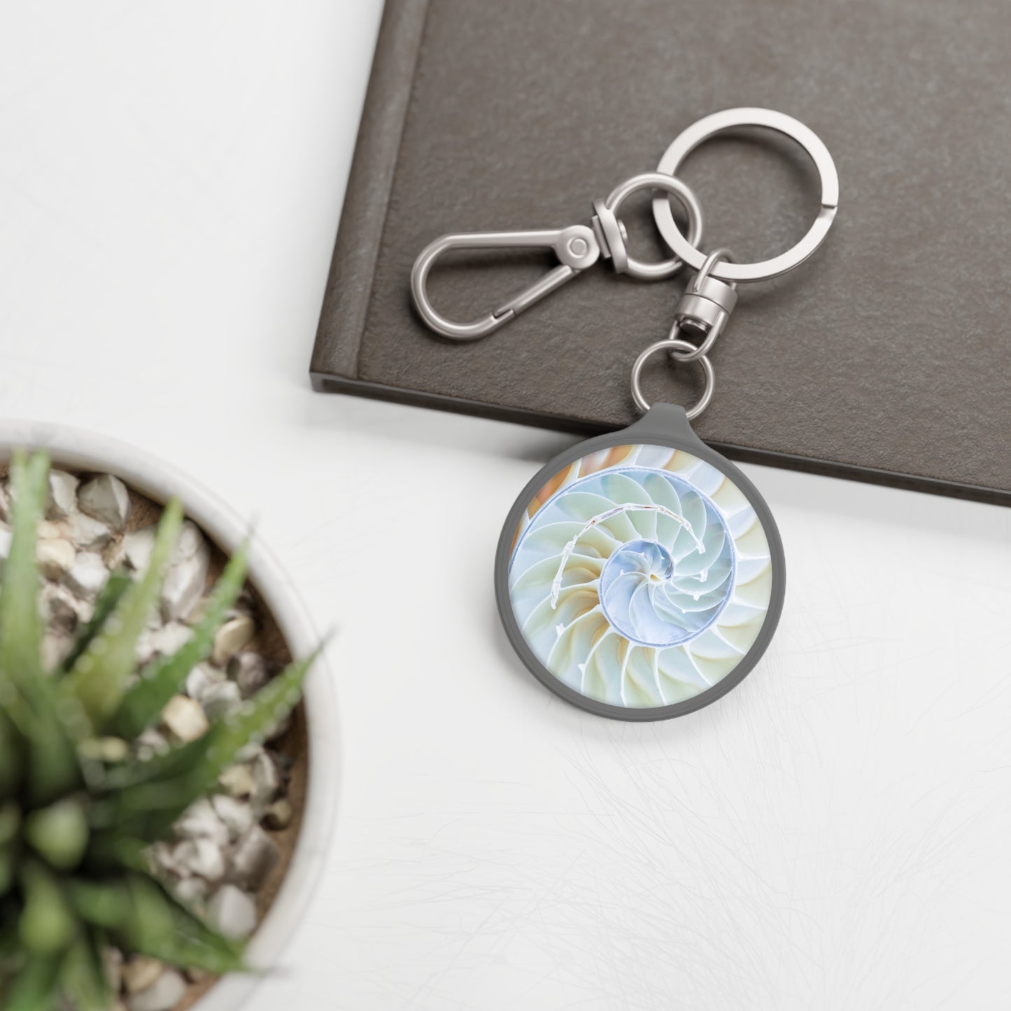 SPIRALE SCHNECKENMUSCHEL • Edler Luxus Schlüsselanhänger mit Karabiner für Frauen & Männer