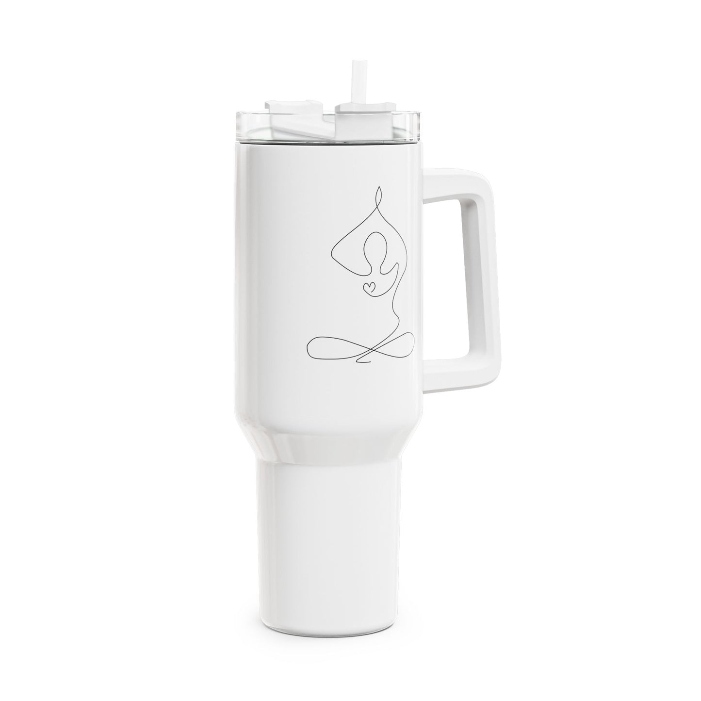 YOGA ZEICHNUNG LIEBE MEDITATION • Tumbler mit Henkel & Strohhalm • XXL Reisebecher 1,2L - YOGA SANTA