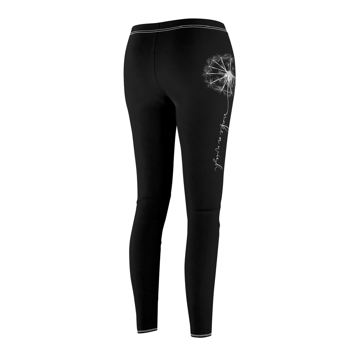 MAKE A WISH • PUSTEBLUME MIT SPRUCH • Damen Leggins • Inspirierender Spruch • Beste Leggings für Sport & Freizeit