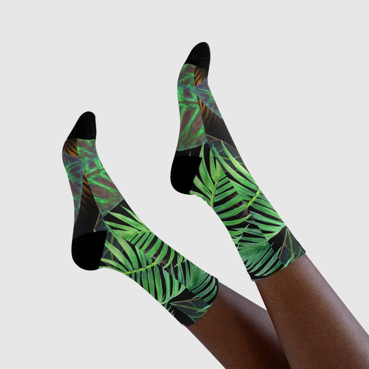 DSCHUNGEL PFLANZENBLÄTTER NATURMOTIV • HAPPY SOCKS Crew Socken Grün mit Motiv