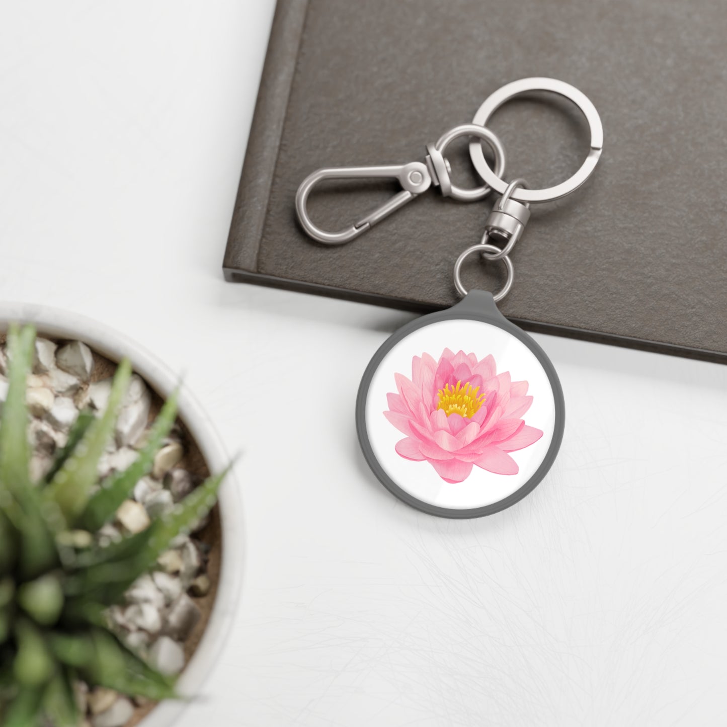 LOTUSBLÜTE ROSA AQUARELL • Edler Luxus Schlüsselanhänger mit Karabiner für Frauen & Männer
