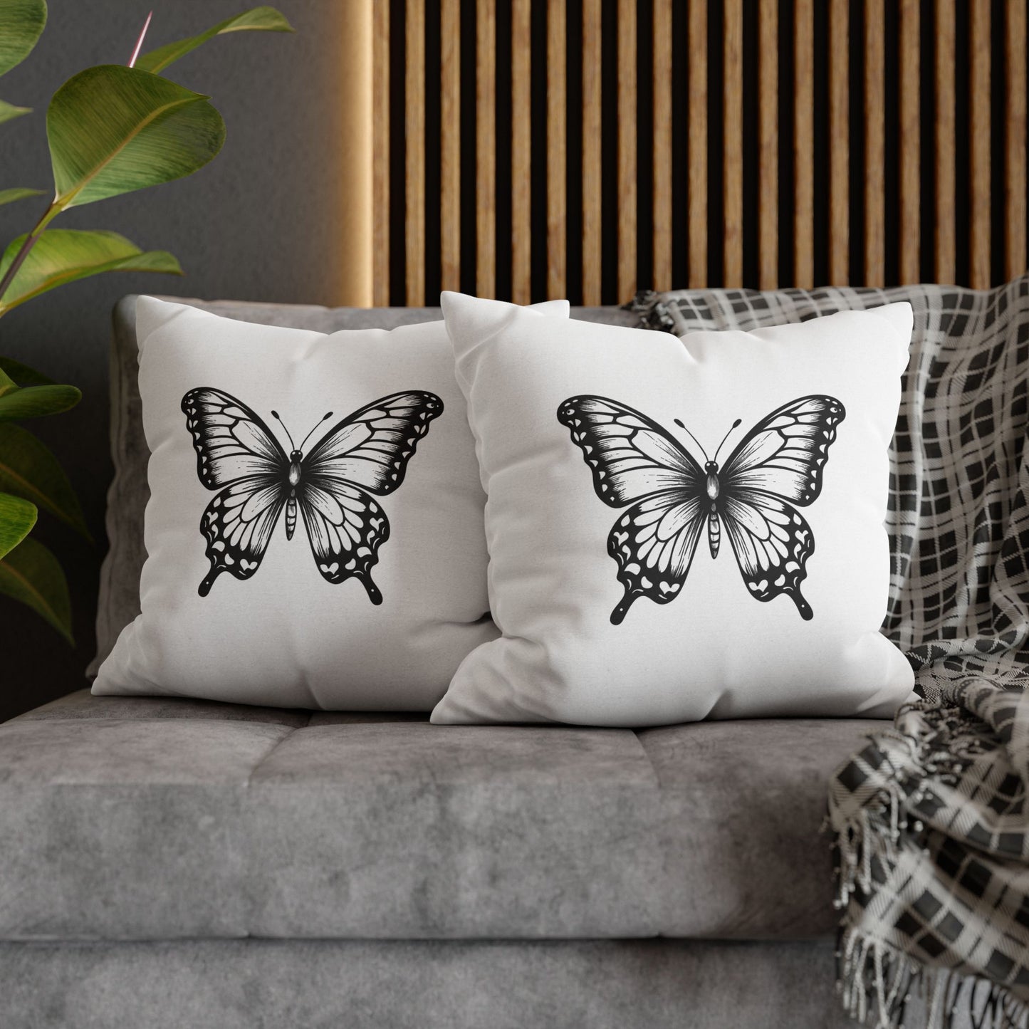 SCHMETTERLING SCHÖN • Deko Kissenbezug mit Reißverschluss Quadratisch Weiß