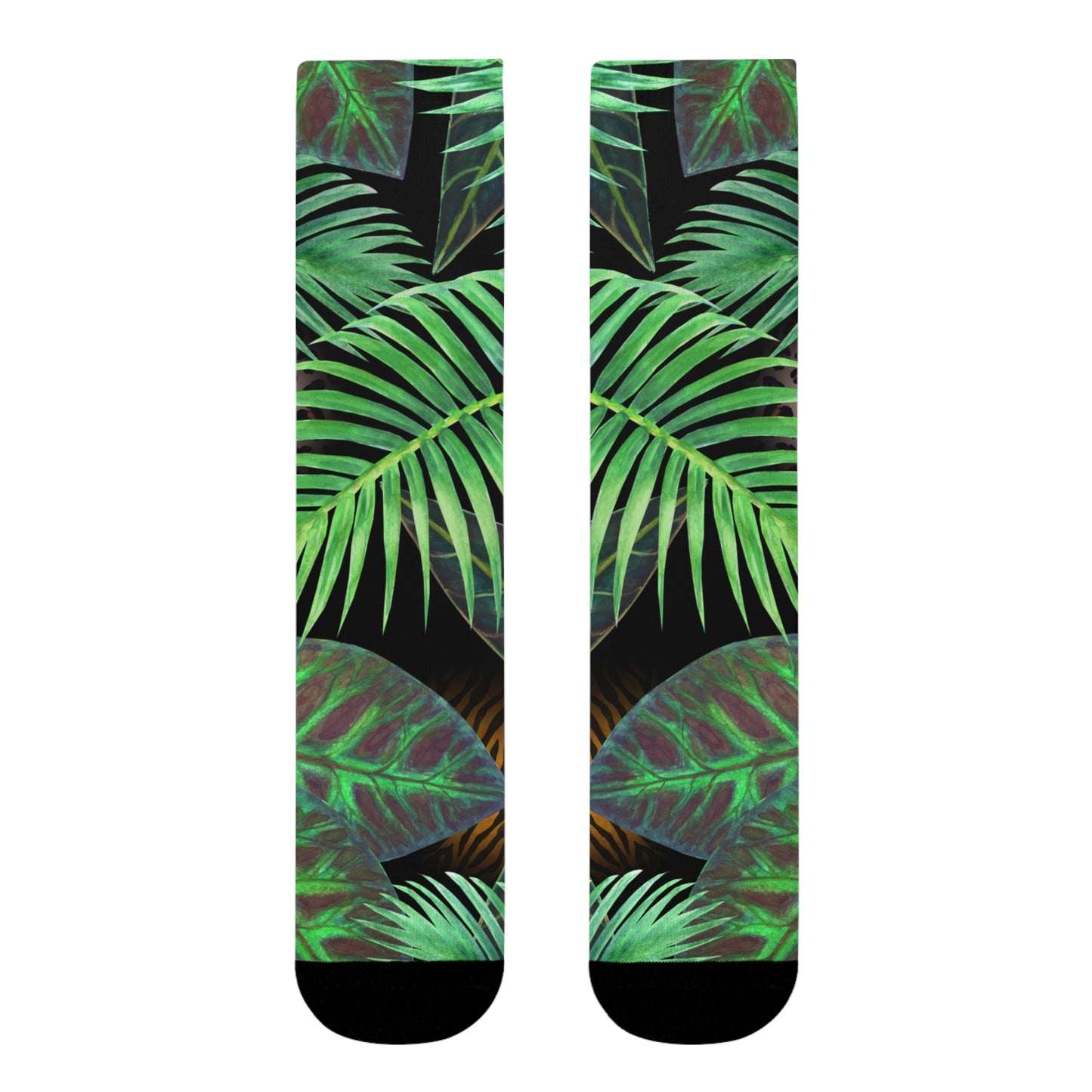 DSCHUNGEL PFLANZENBLÄTTER NATURMOTIV • HAPPY SOCKS Crew Socken Grün mit Motiv