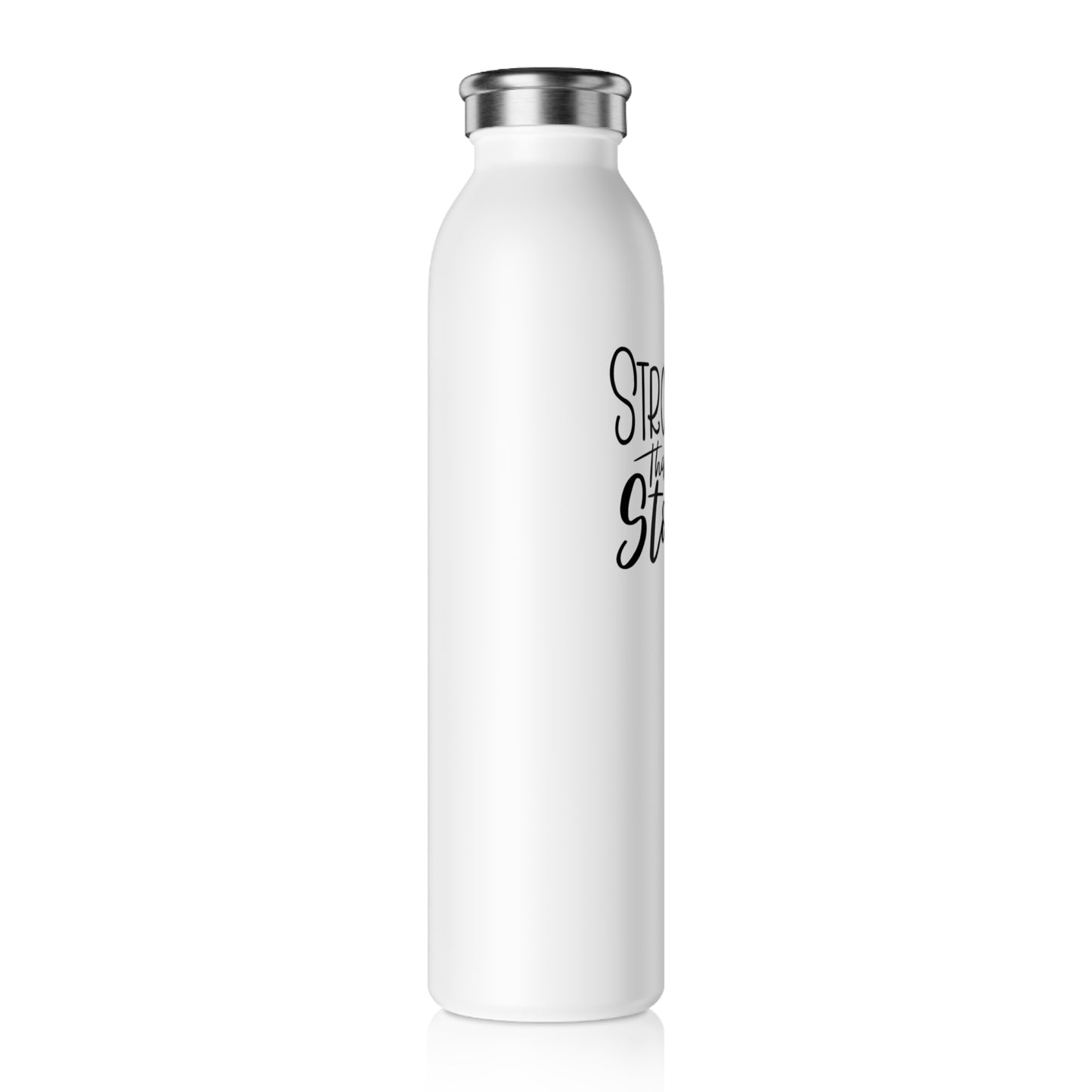 STRONGER THAN THE STORM • Motivationsspruch •Edelstahl Thermosflasche SLIM • 600 ml