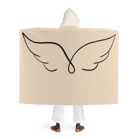 SCHUTZENGEL FLÜGEL ENGEL • Kapuzen Kuscheldecke Beige Creme • Wohndecke Sherpa 130cm x 180cm