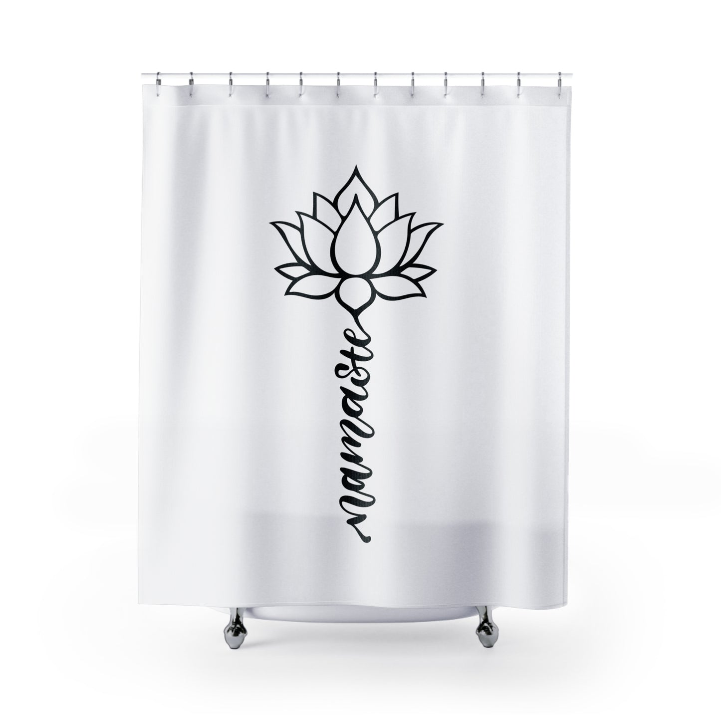 NAMASTE LOTUSBLÜTE BLUMENMOTIV • Duschvorhang 180x200 cm Weiss