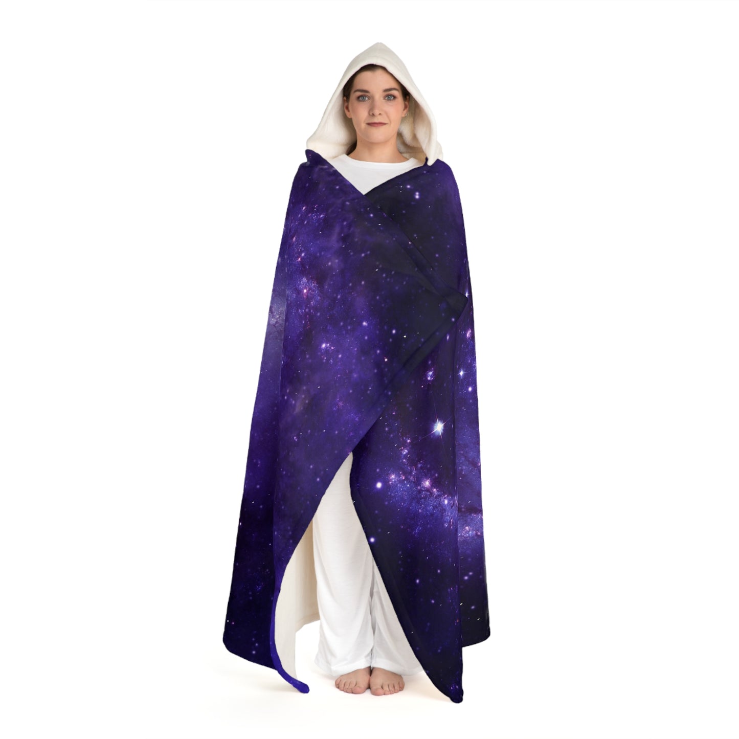 GALAXY STERNENHIMMEL LILA VIOLET • Kapuzen Kuscheldecke Lila Violet • Wohndecke Sherpa 130cm x 180cm