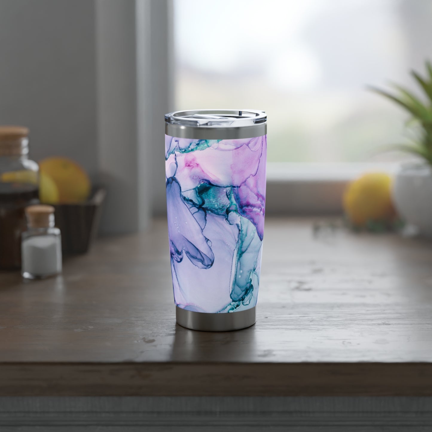 LILA VIOLET AQUARELL KUNSTDRUCK EPOXY ART • Thermo-Reisebecher XL • 590 ml • Tumbler Vagabond