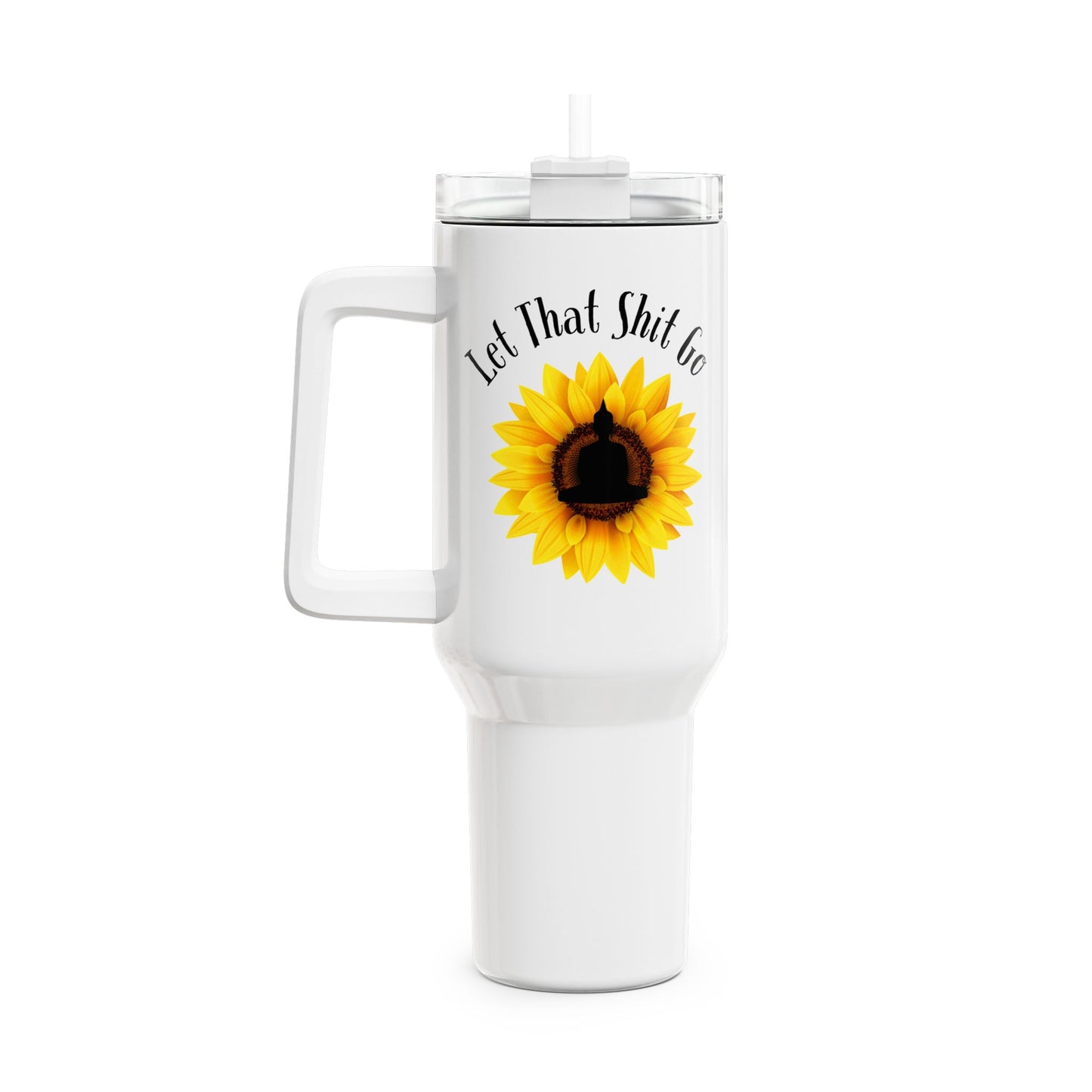 LET THAT SHIT GO • Tumbler mit Henkel & Strohhalm • XXL Reisebecher 1,2L