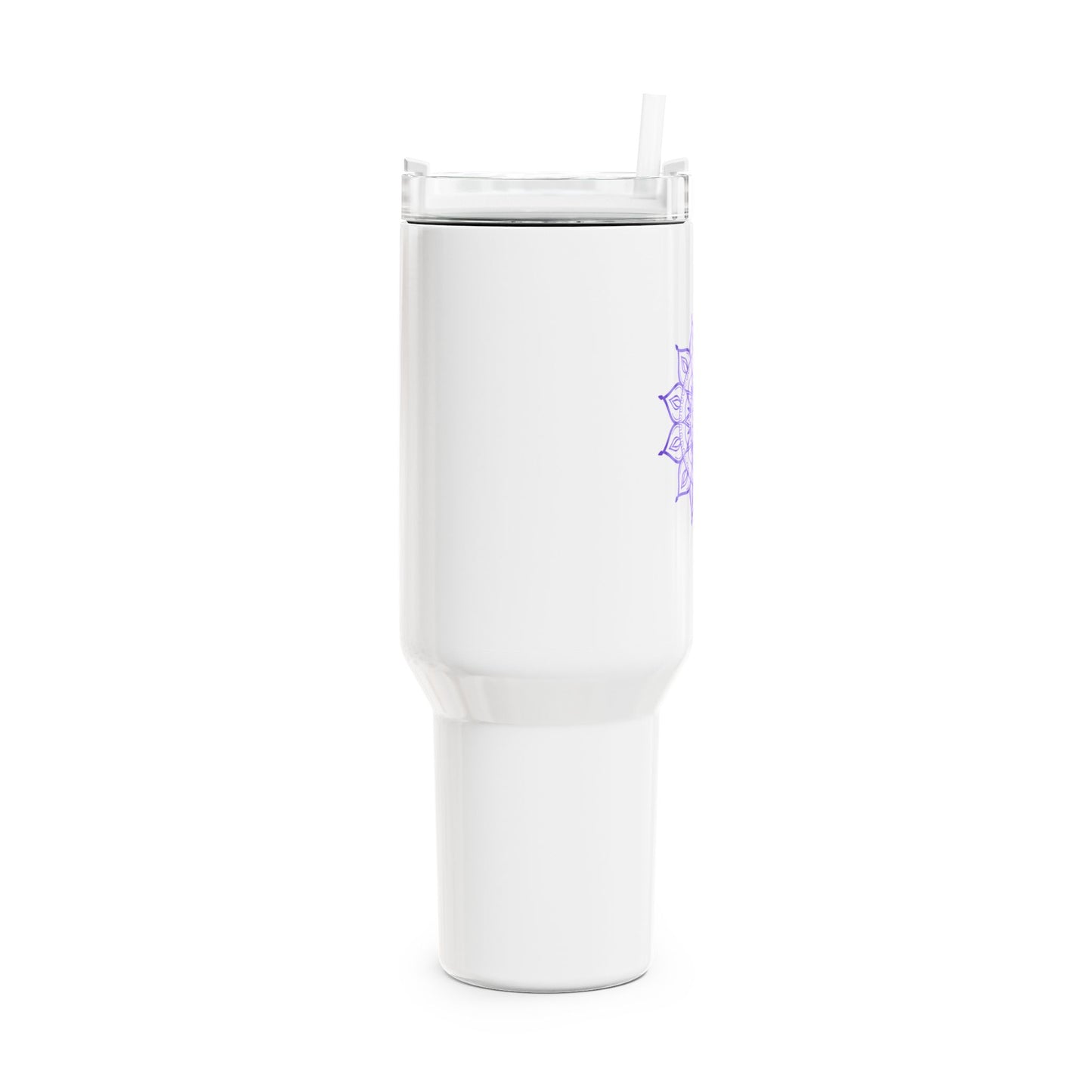 MANDALA LILA BLUME VIOLET • Tumbler mit Henkel & Strohhalm • XXL Reisebecher 1,2L - YOGA SANTA