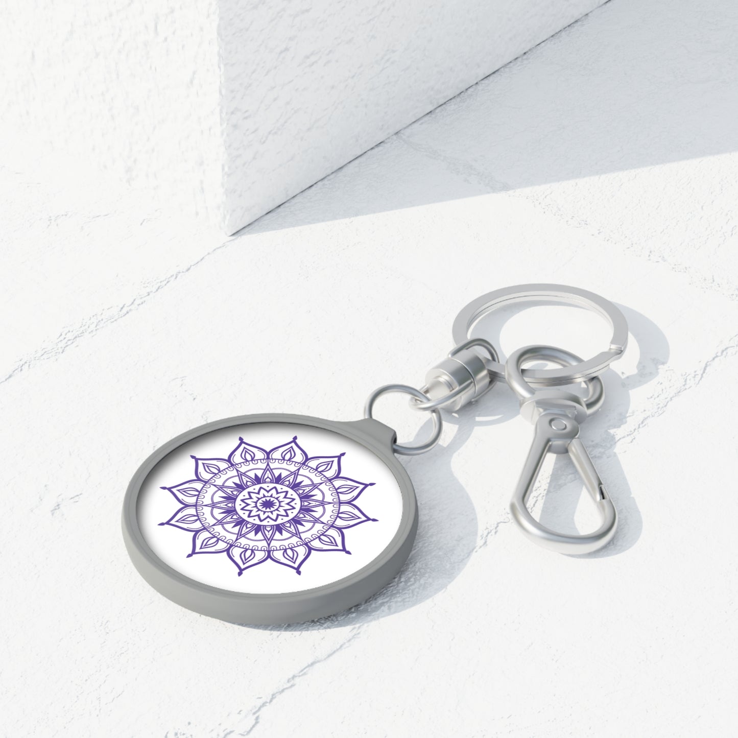 MANDALA BLUME  LILA • Edler Luxus Schlüsselanhänger mit Karabiner für Frauen & Männer